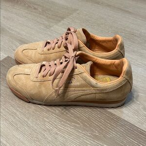 Puma Roma Dusty Pink/Coral Sneakers Team Gold Sz 9